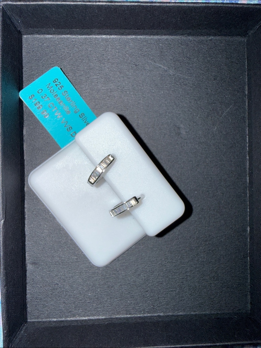Sterling Silver Baguette Hoop Earrings - Silver